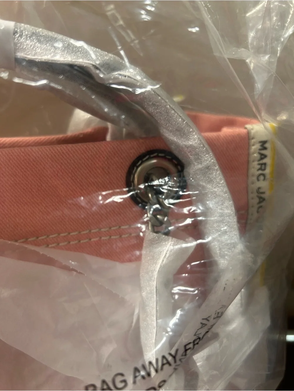 Marc Jacobs Pink Denim Tote with White Handles